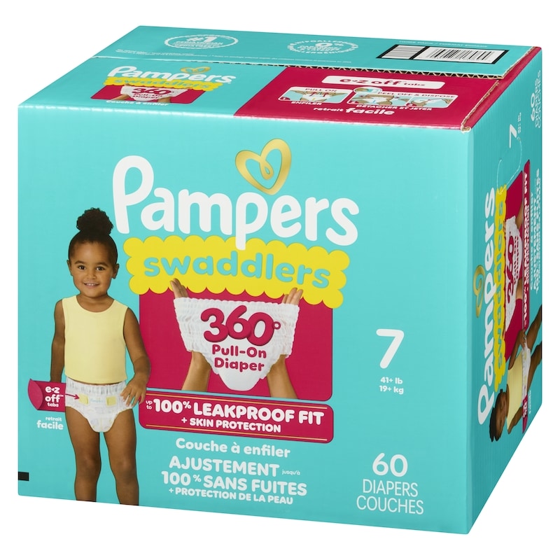 Swaddlers 360 Pull-On Diapers, Size 7, 60 Count for up to 100% Leakproof Skin Protection and Easy Changes