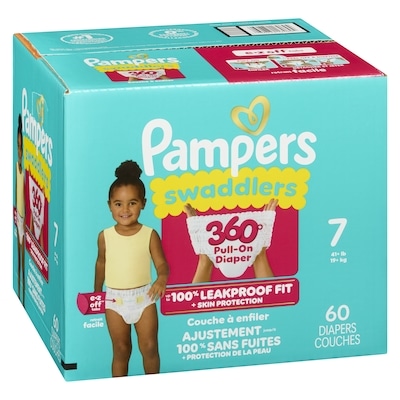Couches à enfiler Swaddlers 360, taille 7, 60 couches pour une protection de la peau jusqu’à 100 % sans fuites et des changements faciles