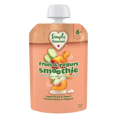 Baby Gourmet Smoothie Simply Gourmet pomme pêche et yogourt 92 ml, 2,71 $/100ml