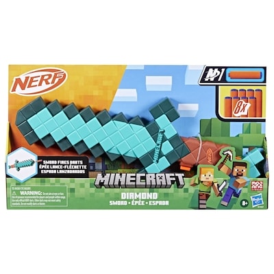 Hasbro Nerf Minecraft Sword Dart Blaster, 8 Nerf N1 Darts 1 ea, $25.00/1ea