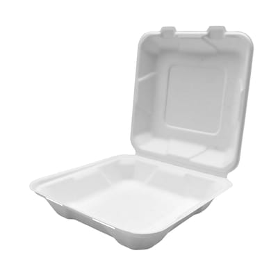 CanCreativ EmbraceGreen® 8x8x3-in Hinged Sugarcane Container 100 ea, $0.27/1ea
