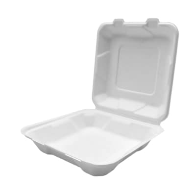  EmbraceGreen® 8x8x3 po Contenant en bagasse avec couvercle 100 ea, 0,27 $/1ch