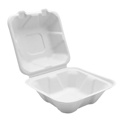 CanCreativ EmbraceGreen® 6X6X3-in Hinged Sugarcane Container 125 ea, $0.12/1ea