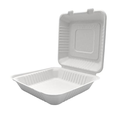 CanCreativ EmbraceGreen® 9x9x3-in Hinged Sugarcane Container 100 ea, $0.32/1ea