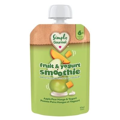 Baby Gourmet Simply Gourmet Apple Pear Mango & Yogurt Smoothie 92 ml, $2.71/100ml