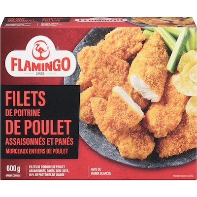 Flamingo Poitrine de poulet panée 600 g, 2,50 $/100g