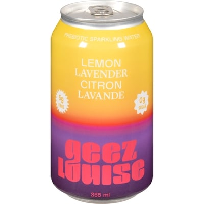 Geeze Louise Prebiotic Sparkling Water Lemon Lavender 355 ml, $1.12/100ml
