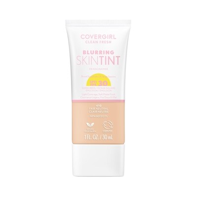 CoverGirl Fond de teint liquide clean fresh blurring skin tint, fini mat doux, lisse, illumine, estompe les pores, écran solaire minéral, formule végétalienne fair neutral - 410 30 ml, 43,30 $/100ml