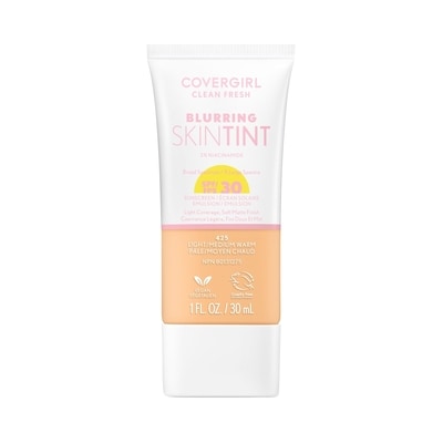CoverGirl Fond de teint liquide clean fresh blurring skin tint, fini mat doux, lisse, illumine, estompe les pores, écran solaire minéral, formule végétalienne light/medium warm - 425 30 ml, 43,30 $/100ml