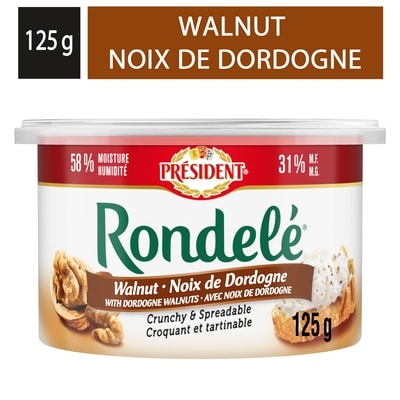 President Rondelé Walnut Spreadable Cheese 125 g, $4.39/100g