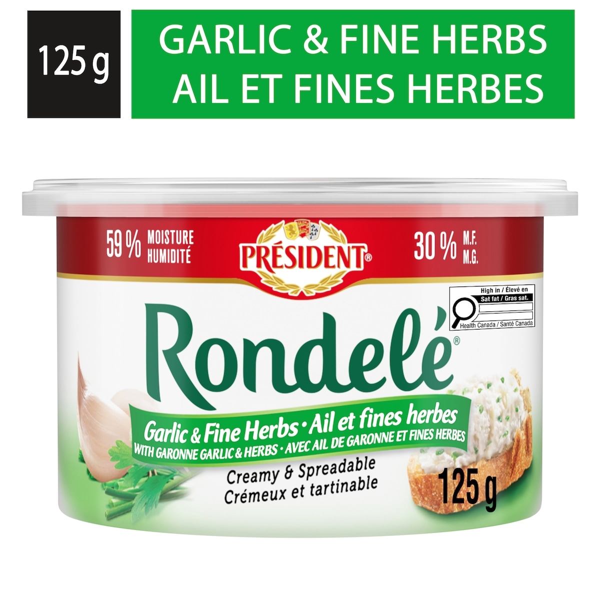 President Rondelé Garlic & Fine Herbs Spreadable Cheese