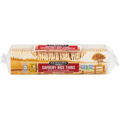 SESMARK Savoury Rice Thins Rice Snack Crackers Brown Rice 90 g, $6.10/100g