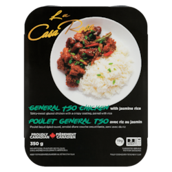 La Casa Rosa General Tso Chicken With Jasmine Rice 350 g, $2.00/100g