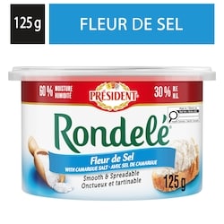 Président Rondelé fromage à tartiner fleur de sel 125 g, 2,40 $/100g