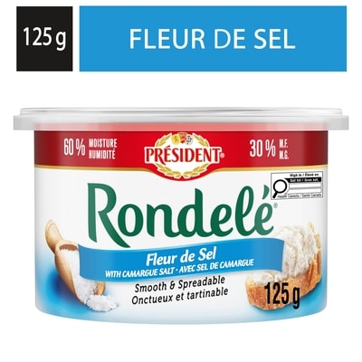 Président Rondelé fromage à tartiner fleur de sel 125 g, 4,39 $/100g