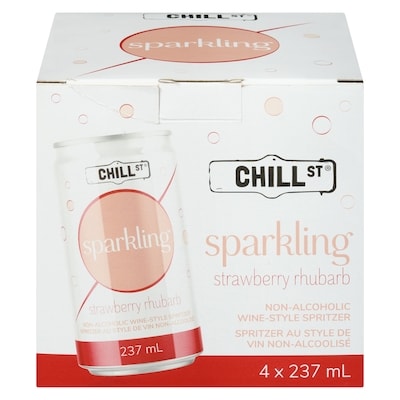Chill St Non-Alcoholic Wine-Style Spritzer Sparkling Strawberry Rhubarb 4x237.0 ml, $1.63/100ml