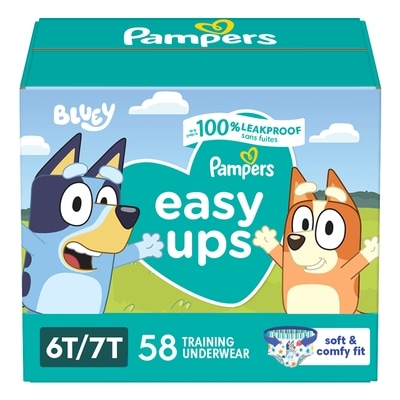 Pampers Sous-vêtements d’entraînement Easy Ups, taille 7 (6T/7T, garçons, 58 sous-vêtements 58 ea, 0,76 $/1ch