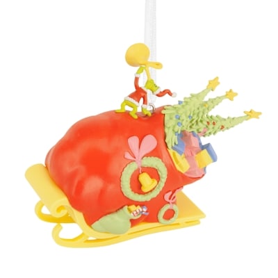 Hallmark Ornament, TPR Figural Grinch Sleigh 1 ea, $13.00/1ea