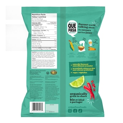Croustilles de maïs biologiques roulées chili et lime sac de 184 g