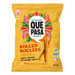 Que Pasa Croustilles de maïs biologiques roulées fromage épicé sac de 184 g 184 g, 2,99 $/100g
