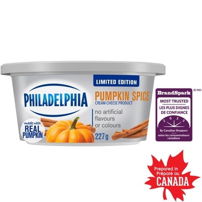 Philadelphia Cream Cheese Product, Pumpkin Spice, No Artificial Flavours Or Colours 227 g, $1.76/100g