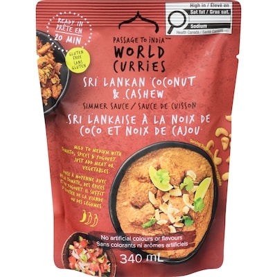Passage Foods Simmer Sauce Sri Lankan Coconut & Cashew 340 ml, $1.76/100ml