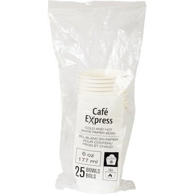 Café Express 6oz White Paper Bowl 25/Pack 25 ea, $0.07/1ea