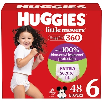 Huggies Little Movers HuggFit 360° Baby Diapers, Size 6, 48 Count 48 ea, $0.62/1ea