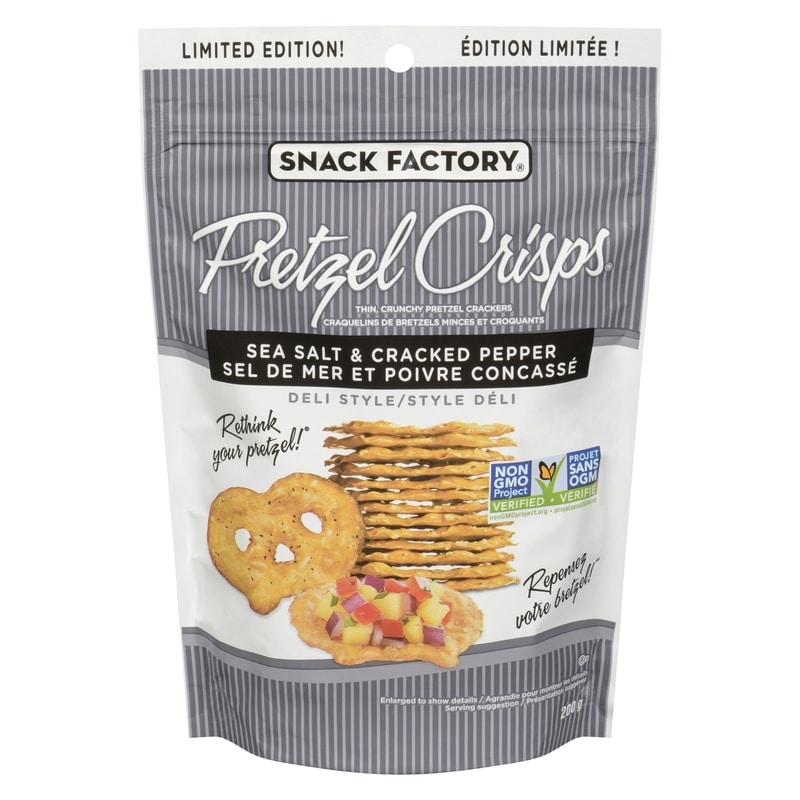 Thin, Crunchy Pretzel Crackers Sea Salt & Cracked Pepper Deli Style Limited Edition!