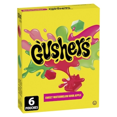 Betty Crocker Gushers Sweet Watermelon Sour Apple 6 Pouches 138 g, $1.81/100g