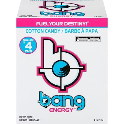 Bang Boisson énergisante barbe à papa 4x473.0 ml, 0,69 $/100ml