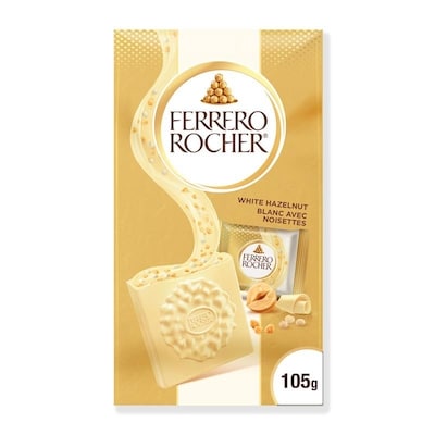 FERRERO ROCHER White Chocolate Squares With Hazelnut And Milky Filling 105 g, $6.19/100g