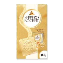 FERRERO ROCHER Carrés de chocolat haut de gamme, Blanc avec noisettes, 10 carrés de chocolat emballés individuellement 105 g, 5,95 $/100g