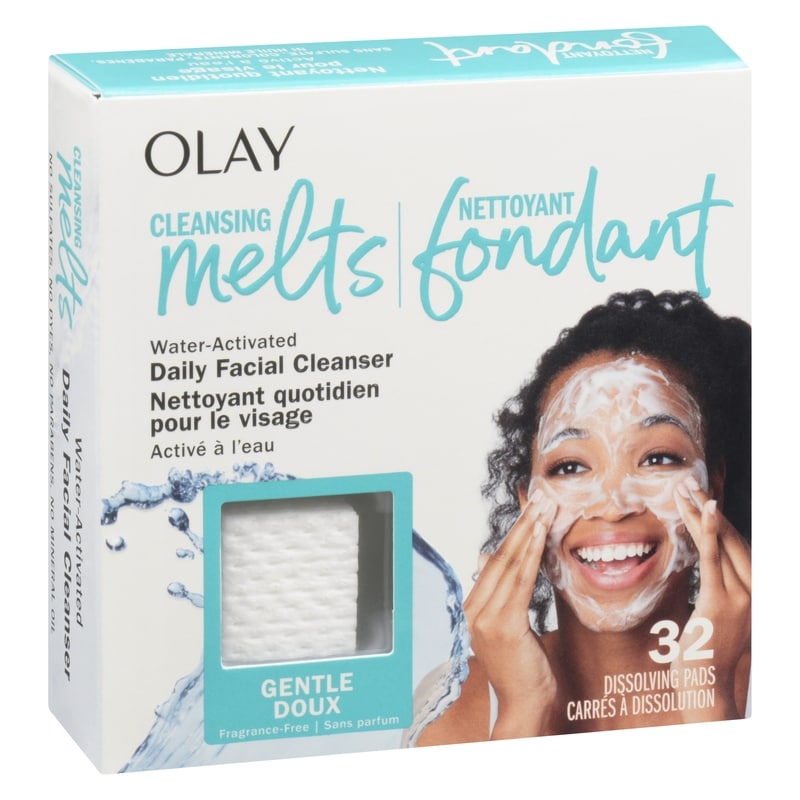 Cleansing Melts + Gentle Face Cleanser, 32ct, Water-Activated Face Wash Cleans, Tones, and Refreshes Skin, Fragrance-Free, Sensitive Skin