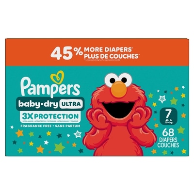 Pampers Baby Dry Ultra Diapers, Size 7 (41+ lbs), 68 Count, Absorbent Disposable Diapers 68 ea, $0.51/1ea