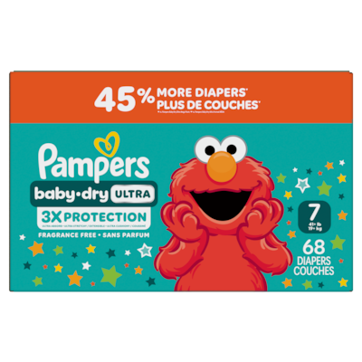 Pampers Baby Dry Ultra Diapers, Size 7 (41+ lbs), 68 Count, Absorbent Disposable Diapers 68 ea, $0.51/1ea