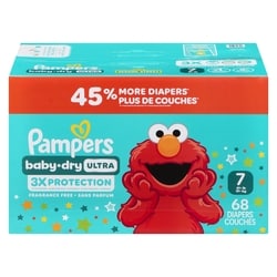 Pampers Baby Dry Ultra Diapers, Size 7 (41+ lbs), 68 Count, Absorbent Disposable Diapers 68 ea, $0.50/1ea