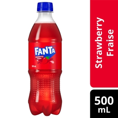 Fanta Soda boisson gazeuse fraise en bouteille 500 ml, 0,76 $/100ml