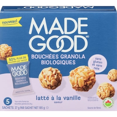 Made Good Bouchées granola biologiques latté à la vanille saveur  185 g, 2,70 $/100g