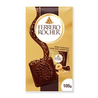 FERRERO ROCHER Dark Chocolate Squares With Hazelnut And Cocoa Filling 105 g, $6.19/100g