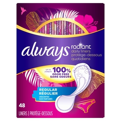 Always Radiant Liners, Regular 48-count 48 ea, $0.14/1ea