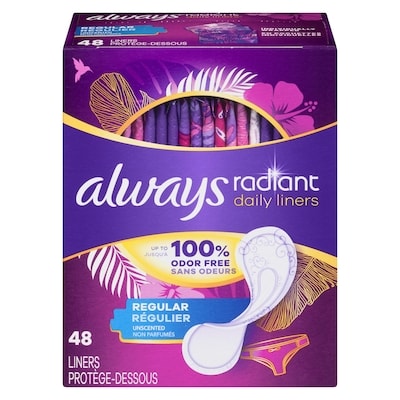 Always Radiant Liners, Regular 48-count 48 ea, $0.15/1ea