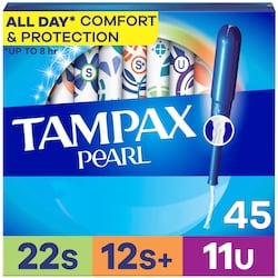 Tampax Pearl Tampons Multipack, with LeakGuard Braid, Super/Super Plus/Ultra Absorbency, Unscented, 45 Count 45 ea, $0.38/1ea