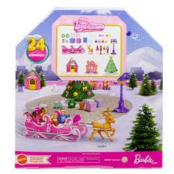 Barbie Voyez les choses en grand et célébrez les fêtes en Mini ! Le calendrier de l’Avent Mini Land comprend des accessoires sur le thème du village d’hiver. Ouvrez une surprise par jour pendant 24 jours (ou toutes en même temps, pourquoi pas ?) pour vivre un moment unique ! Le premier jour, les enfants découvriront une poupée en tenue de fête de 4 cm articulée à la taille. D’autres éléments de jeu sont ensuite révélés, comme un sapin de Noël, un traîneau, un renne, deux petites maisons et bien plus encore. Avec toutes ses surprises, le calendrier de l’Avent peut transformer Mini Land en mini-village d’hiver ! Articles vendus séparément. Certains produits peuvent ne pas être commercialisés. Les couleurs et les décorations peuvent varier. 1 ea, 35,00 $/1ch