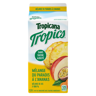 Tropicana Jus Tropics Mélange du paradis à l'ananas 1.53 l, 0,42 $/100ml