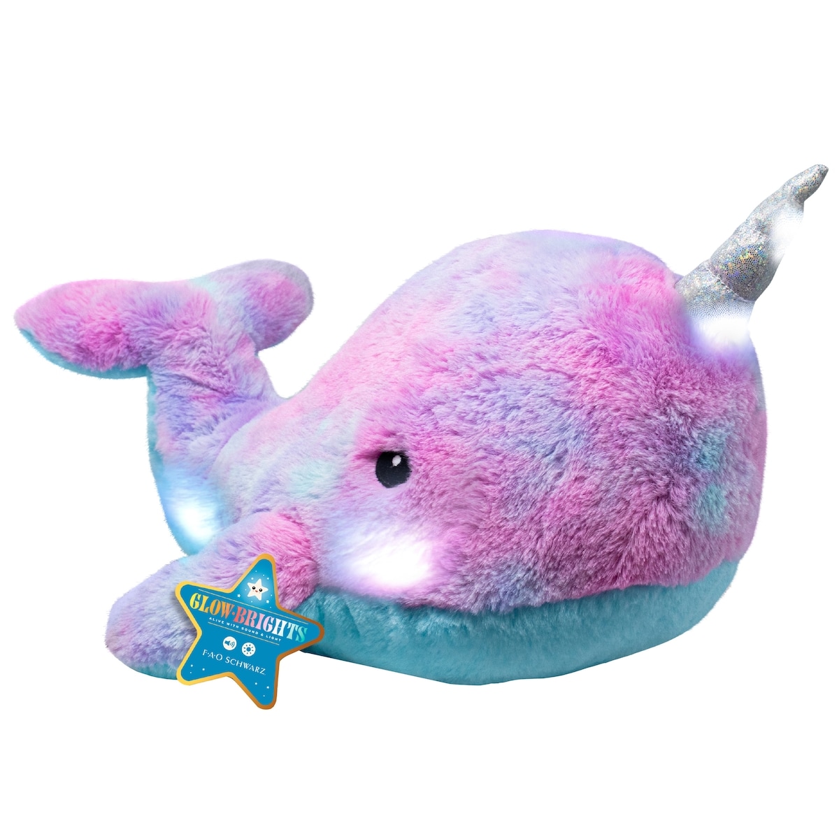 F.A.O Schwarz 43 cm Glow Brights Toy Plush LED with Sound Narwhal 1 ea, $25.00/1ea