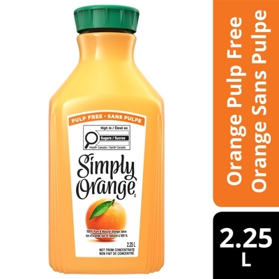 Simply Juice Orange Pulp Free Orange Juice Bottle 2.25 l, $0.48/100ml