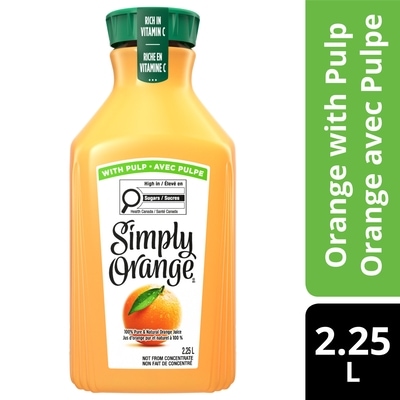 Simply Juice Orange With Pulp Orange Juice Bottle 2.25 l, $0.47/100ml