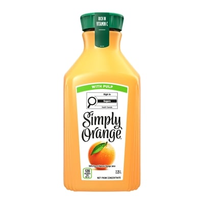 Simply Juice Orange With Pulp Juice 2.25 l, $0.38/100ml