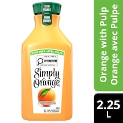 Simply Jus d'orange avec pulpe 2.25 l, 0,40 $/100ml